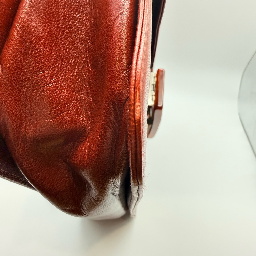 VINTAGE Prada Madras Bachel Leather Flap Bag - Porpora Red Tortoise - Picture 9 of 15
